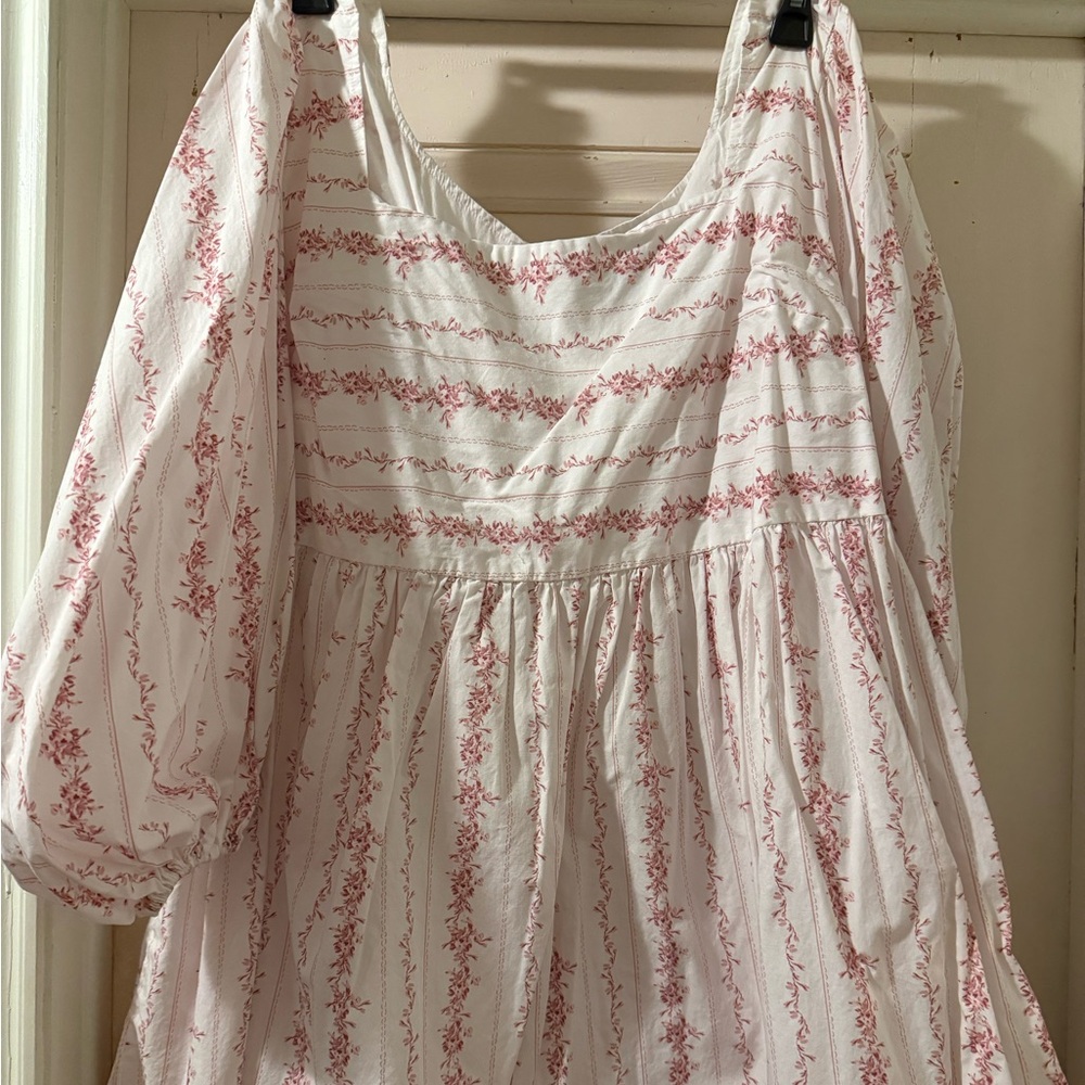 Eloquii White and Pink Floral Mini Dress